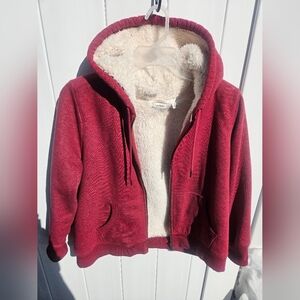 Women's L.L.Bean 1912 Sweatshirt, Sherpa-Lined Zippered Hoodie in a red heather